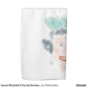 Queen Elizabeth II Parody Kitchen Tea Towel - Quarter Fold
