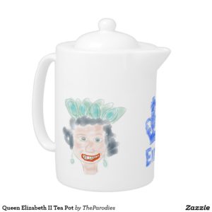 Queen Elizabeth II Parody Teapot Left View