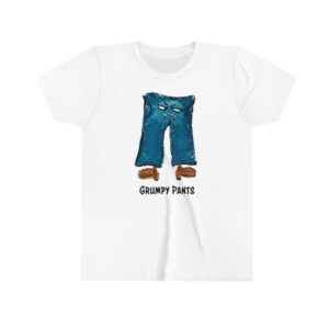 grumpy pants youth short sleeve t-shirt in white