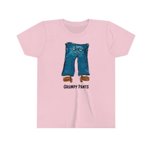 grumpy pants youth short sleeve t-shirt in pink
