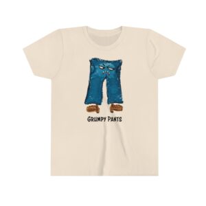 grumpy pants youth short sleeve t-shirt in natural