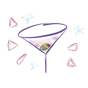 mid century martini watercolor parody