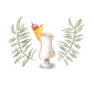 pina coloda tiki drink watercolor parody