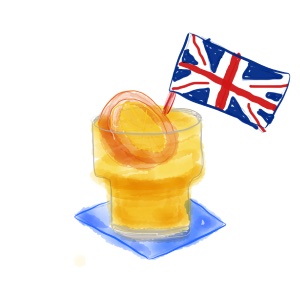 London sour tiki drink watercolor parody