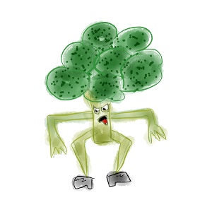 Monster Broccoli watercolor parody