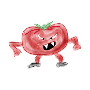 monster tomato watercolor parody