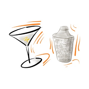 martini and shaker watercolor parody