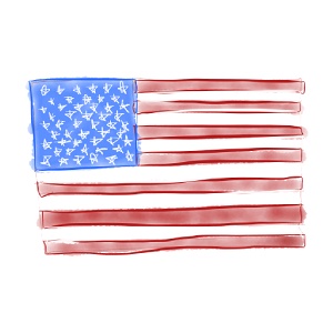 American Flag Old Glory watercolor artwork