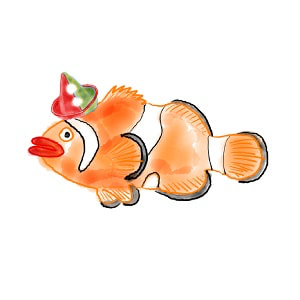 clown fish with red and green clown hat parody artwork