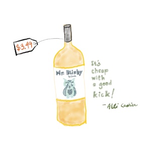 Mr. Blinky wine watercolor parody